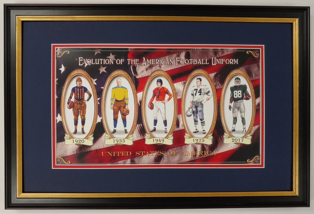 Evolution of the Football Uniform Custom Framed Photo Pristine Auction