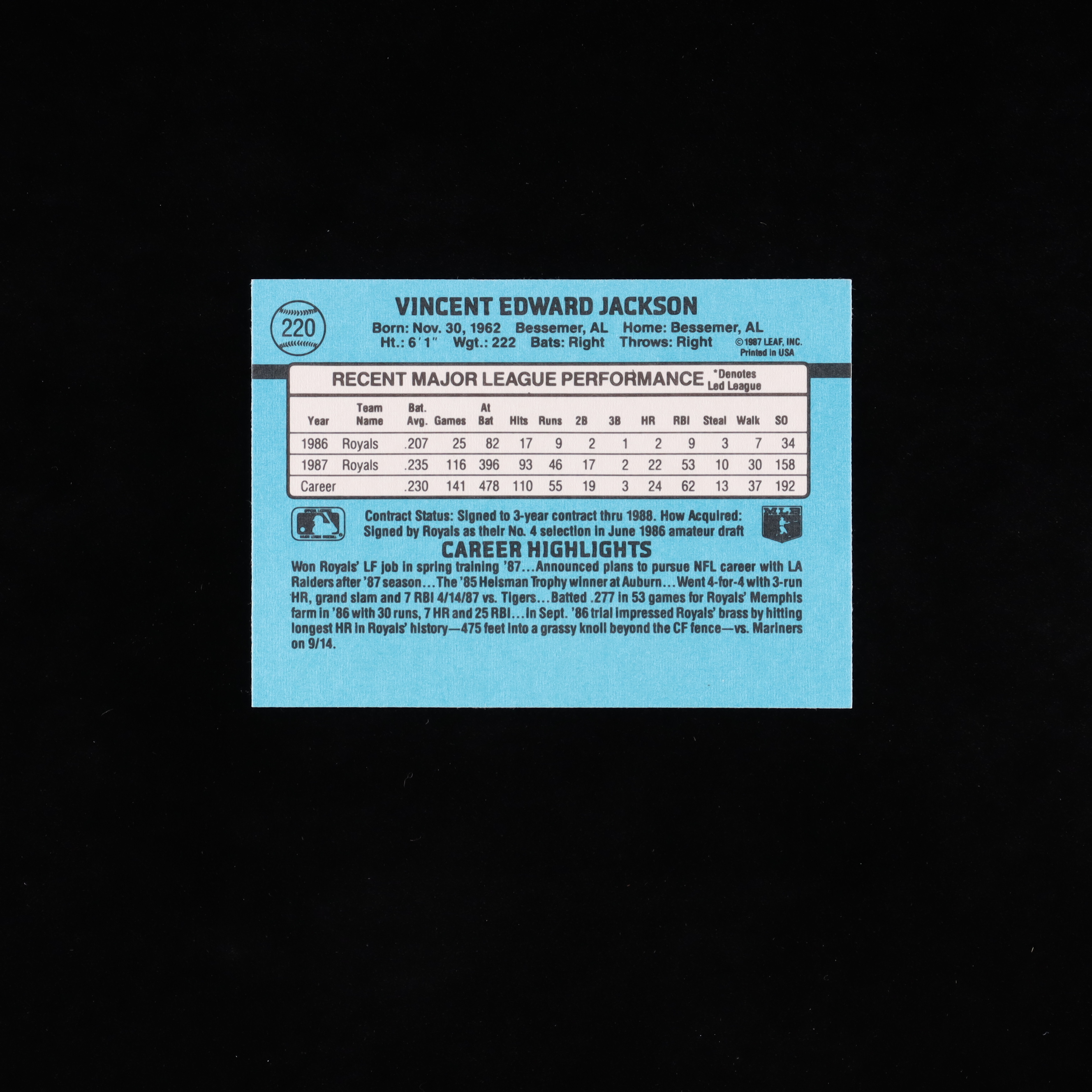 Bo Jackson 1988 Donruss #220 at PristineAuction.com Bo Jackson 1988 Donruss #220 at PristineAuction.com