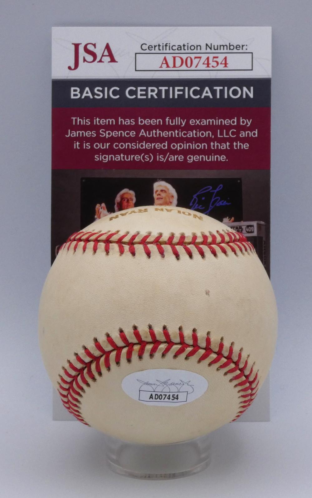 Nolan Ryan Signed OAL Engraved Baseball (JSA) at PristineAuction.com Nolan Ryan Signed OAL Engraved Baseball (JSA) at PristineAuction.com