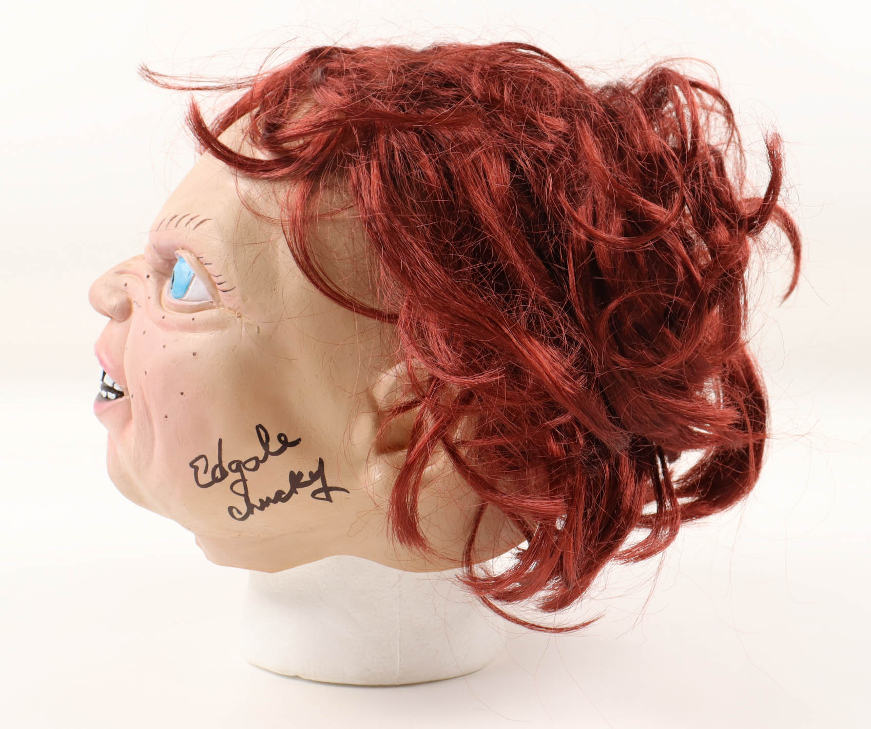 Ed Gale Signed "Child's Play" Chucky Mask Inscribed "Chucky" (PA) at PristineAuction.com Ed Gale Signed "Child's Play" Chucky Mask Inscribed "Chucky" (PA) at PristineAuction.com
