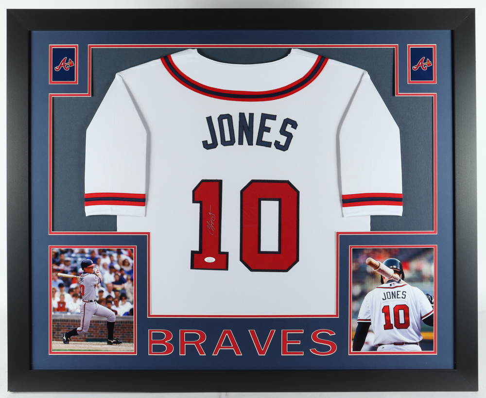 Chipper Jones Signed Custom Framed Jersey Display (JSA) at PristineAuction.com Chipper Jones Signed Custom Framed Jersey Display (JSA) at PristineAuction.com