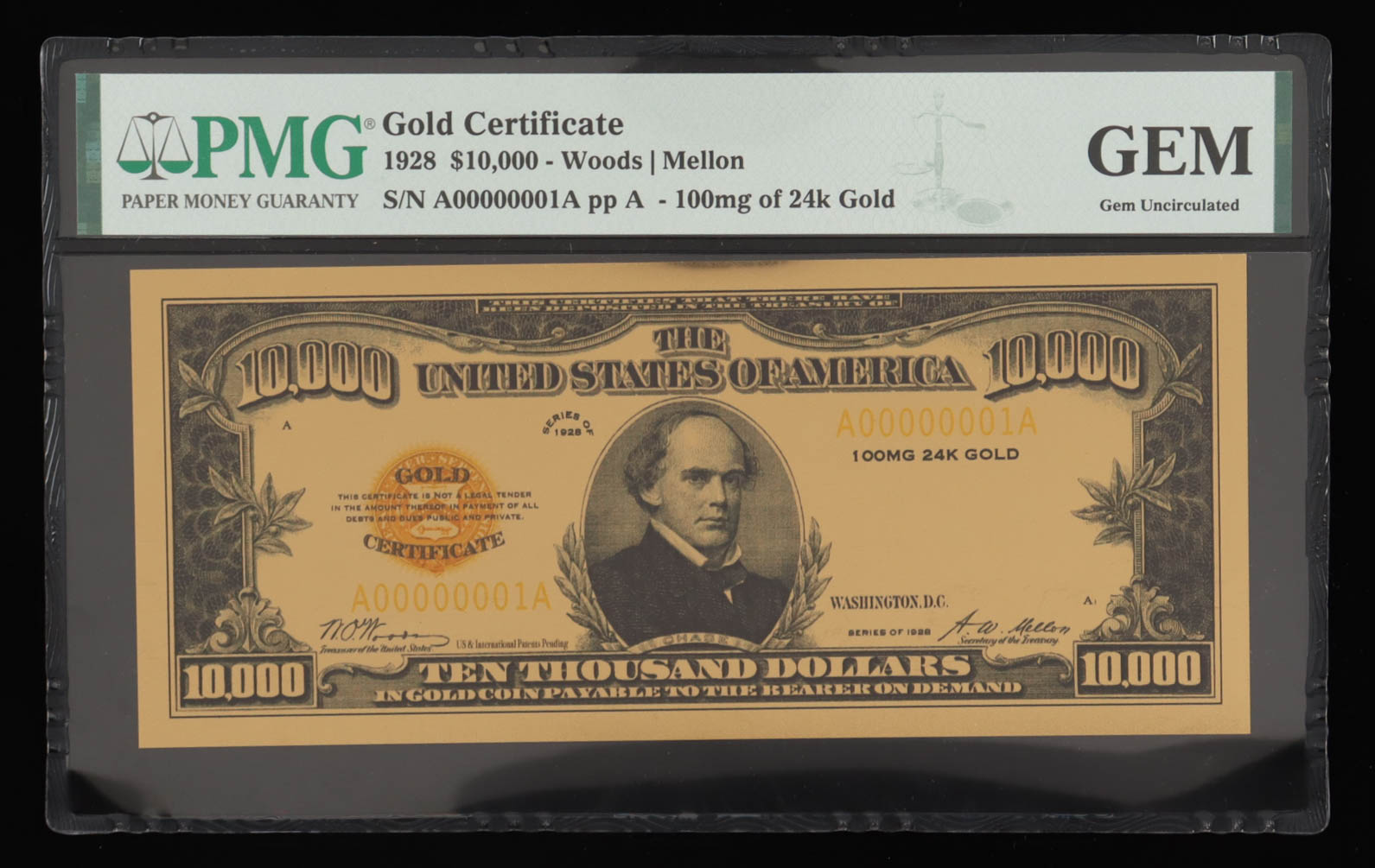 1928 $10,000 Ten Thousand Dollar Gold Certificate (PMG Gem Uncirculated) at PristineAuction.com 1928 $10,000 Ten Thousand Dollar Gold Certificate (PMG Gem Uncirculated) at PristineAuction.com