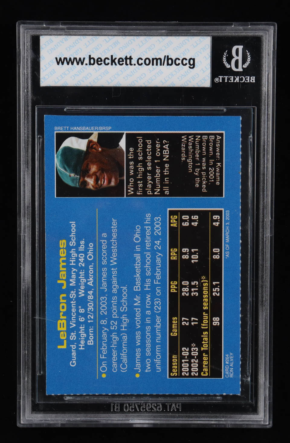 LeBron James 2003 Sports Illustrated for Kids #264 BK RC (BCCG 10) at PristineAuction.com LeBron James 2003 Sports Illustrated for Kids #264 BK RC (BCCG 10) at PristineAuction.com