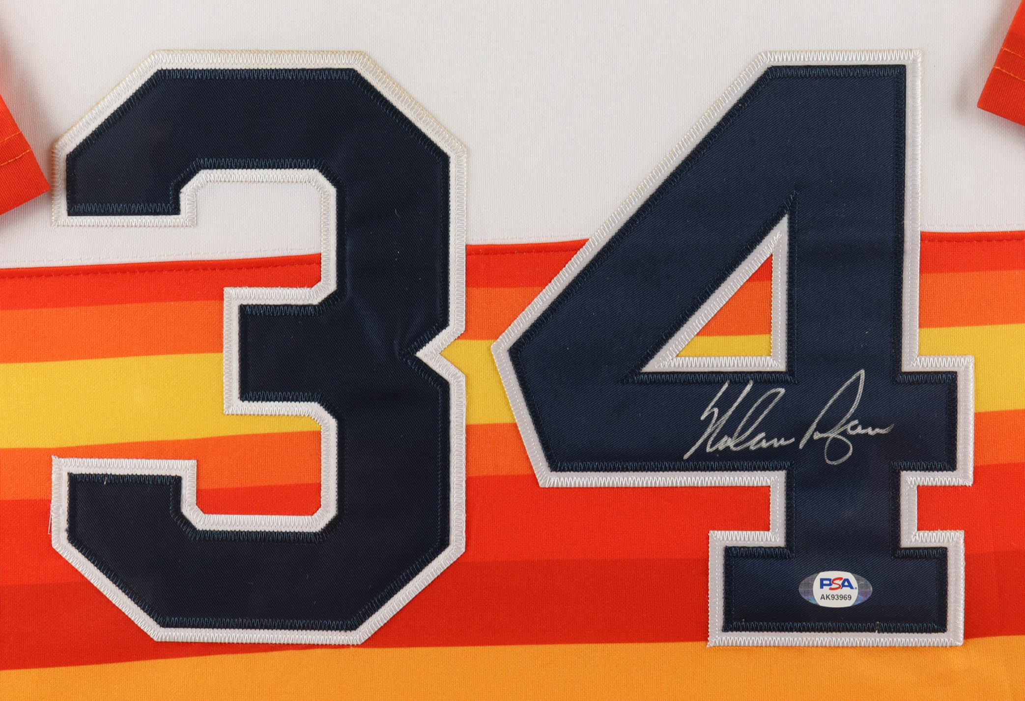 Nolan Ryan Signed Astros Custom Framed Jersey Display with Set of (2) HOF Induction Pins (PSA) at PristineAuction.com Nolan Ryan Signed Astros Custom Framed Jersey Display with Set of (2) HOF Induction Pins (PSA) at PristineAuction.com