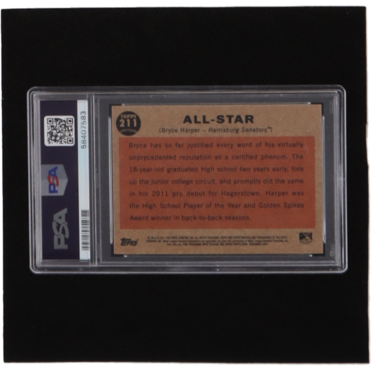 Bryce Harper 2011 Topps Heritage Minors #211 SP (PSA 10) at PristineAuction.com Bryce Harper 2011 Topps Heritage Minors #211 SP (PSA 10) at PristineAuction.com