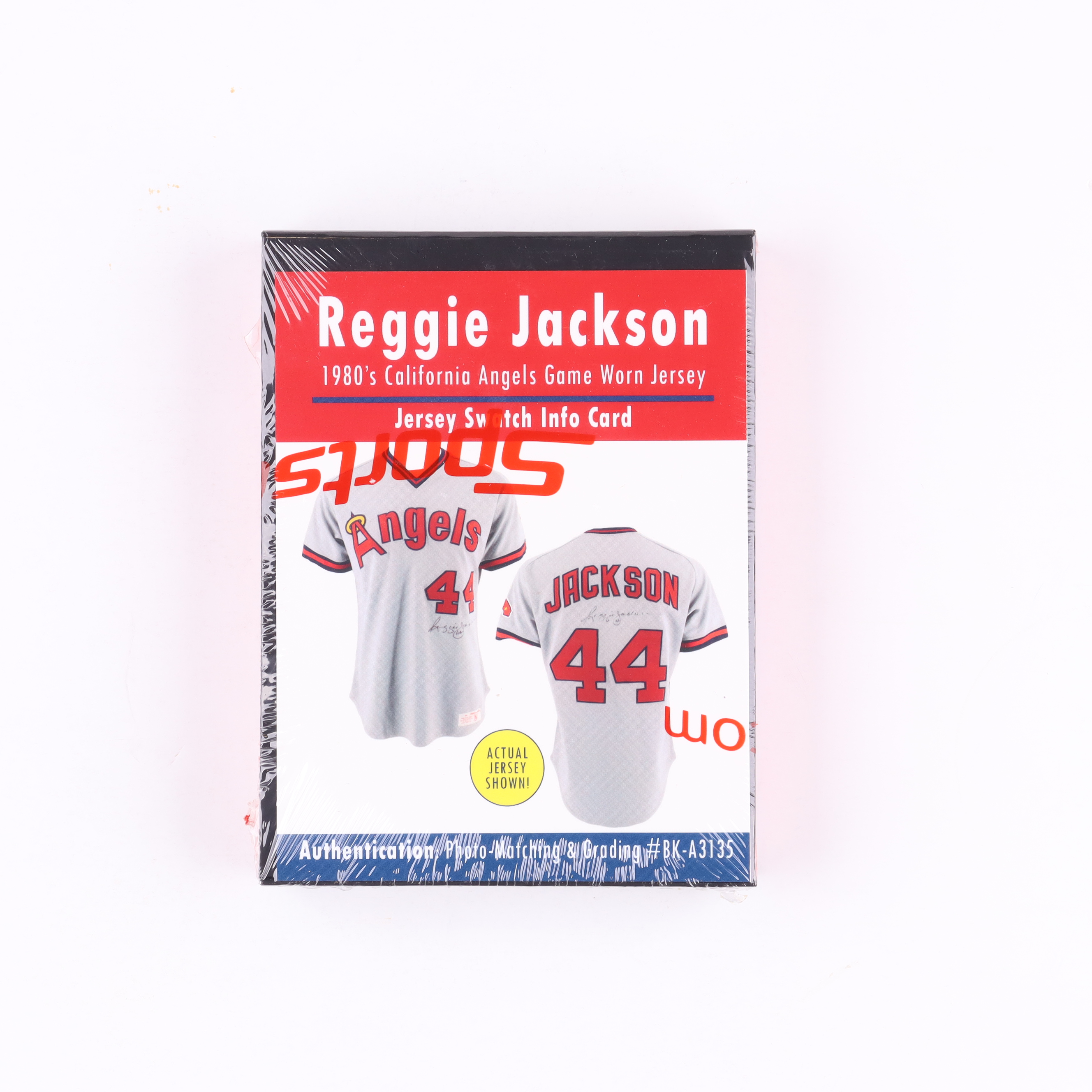 Reggie Jackson 1980's Angels Game Worn Jersey Swatch (Sportscards.com) at PristineAuction.com Reggie Jackson 1980's Angels Game Worn Jersey Swatch (Sportscards.com) at PristineAuction.com