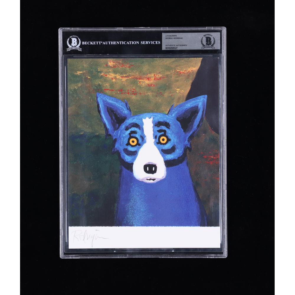 Rodrigue Signed 10x12 "Blue Dog" Lithograph (BAS) Pristine Auction