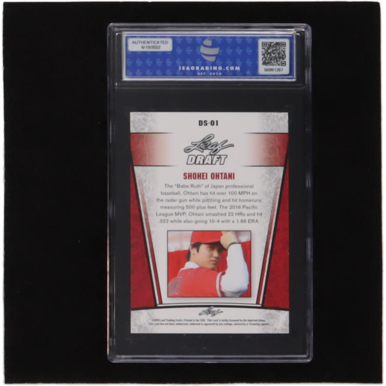 Shohei Ohtani 2018 Leaf Ohtani Draft Silver #DS01 RC (ISA 10) at PristineAuction.com Shohei Ohtani 2018 Leaf Ohtani Draft Silver #DS01 RC (ISA 10) at PristineAuction.com