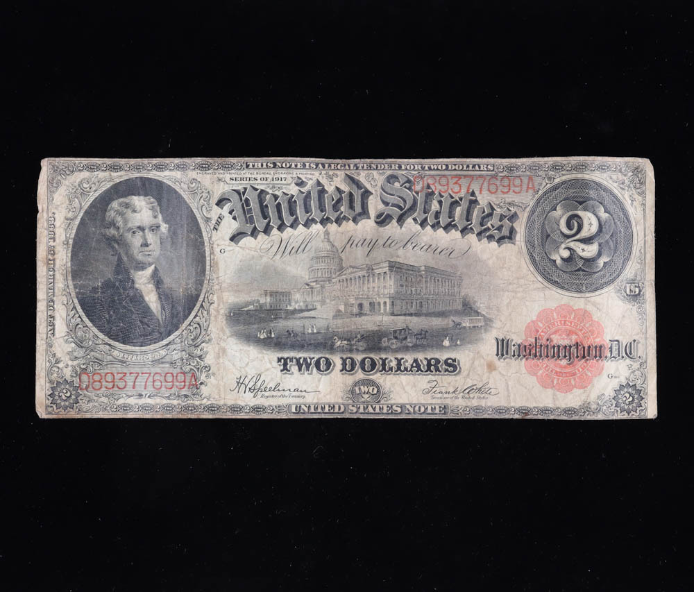 1917 $2 Two Dollar Red Seal U.S. Legal Tender Note at PristineAuction.com 1917 $2 Two Dollar Red Seal U.S. Legal Tender Note at PristineAuction.com