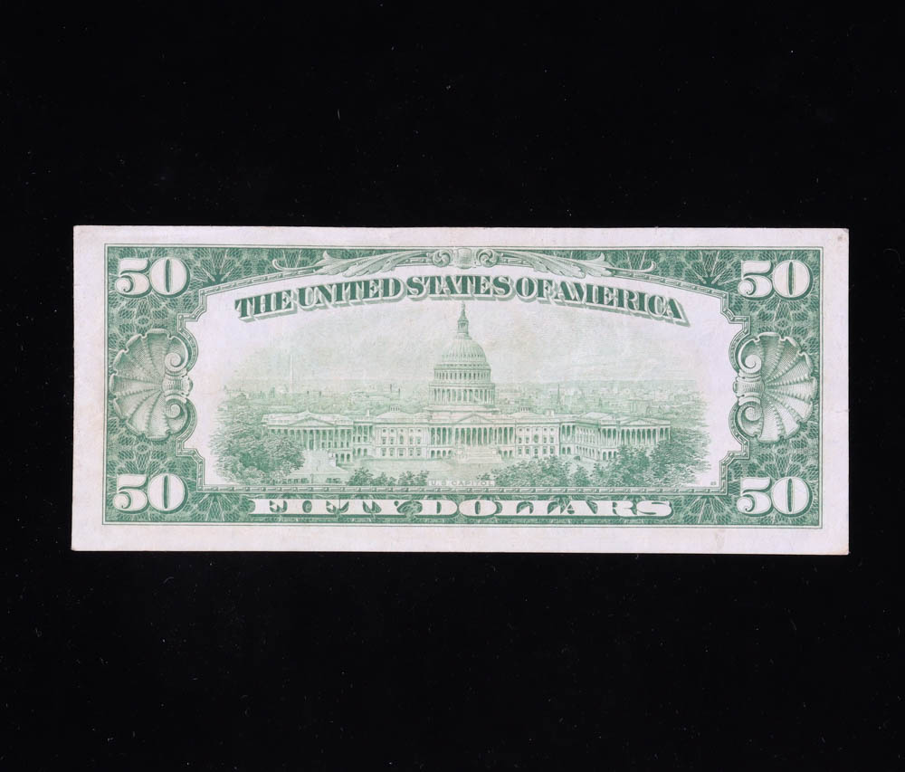 1928 $50 Fifty Dollar Green Seal U.S. Federal Reserve Note at PristineAuction.com 1928 $50 Fifty Dollar Green Seal U.S. Federal Reserve Note at PristineAuction.com