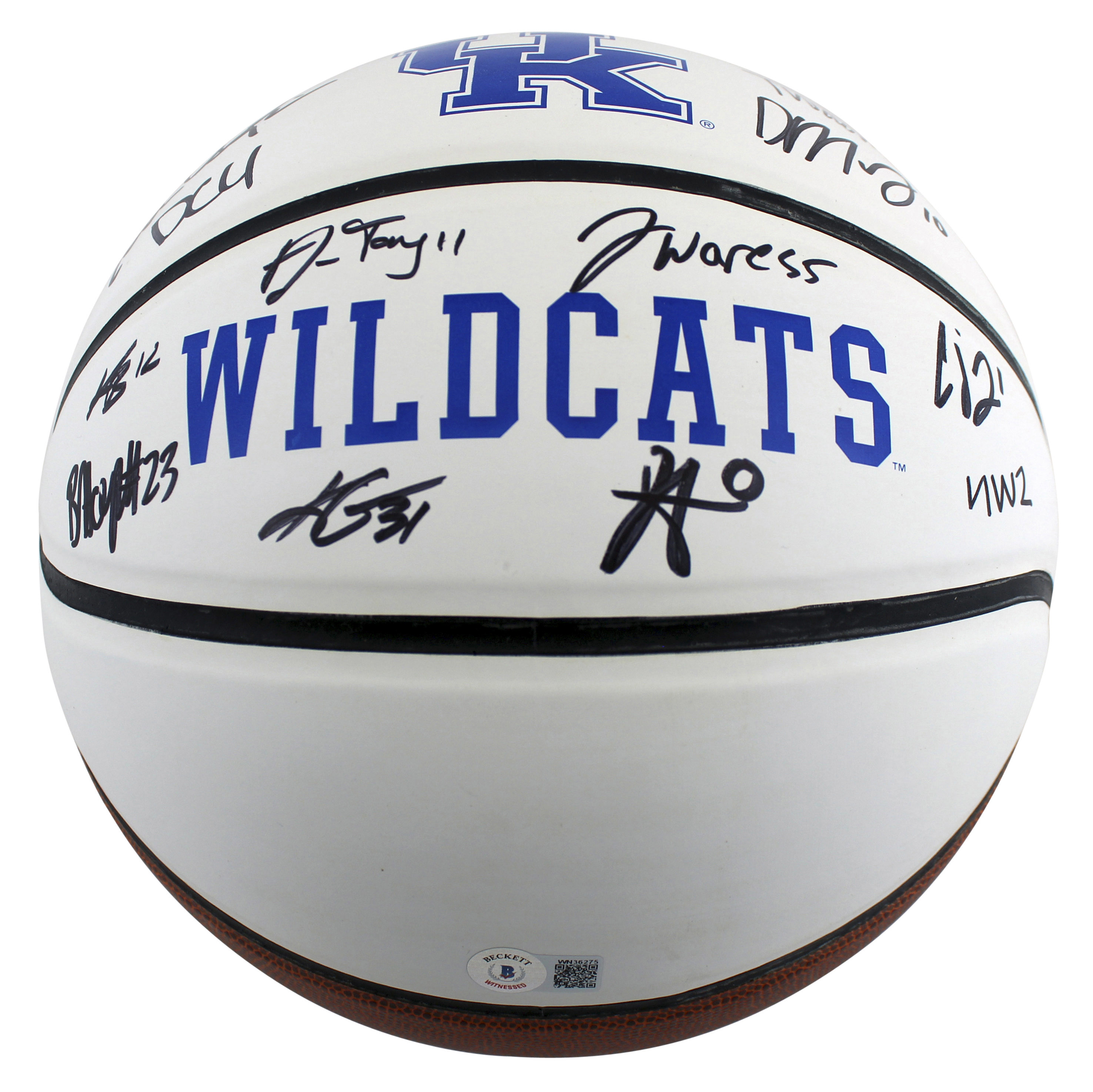 2021 Kentucky Wildcats Logo Basketball Team-Signed by (12) with John Calipari, Daimion Collins, Tyty Washington (Beckett) at PristineAuction.com 2021 Kentucky Wildcats Logo Basketball Team-Signed by (12) with John Calipari, Daimion Collins, Tyty Washington (Beckett) at PristineAuction.com