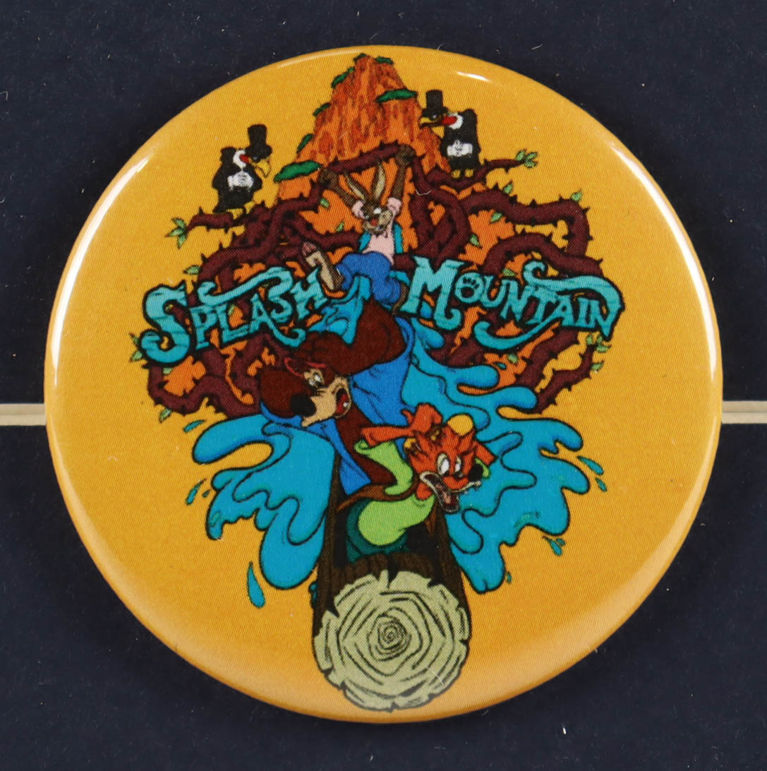 Disneyland "Splash Mountain" Custom Framed Portfolio Display with Vintage Disneyland Ticket Book & Cast Member Ride Button at PristineAuction.com Disneyland "Splash Mountain" Custom Framed Portfolio Display with Vintage Disneyland Ticket Book & Cast Member Ride Button at PristineAuction.com