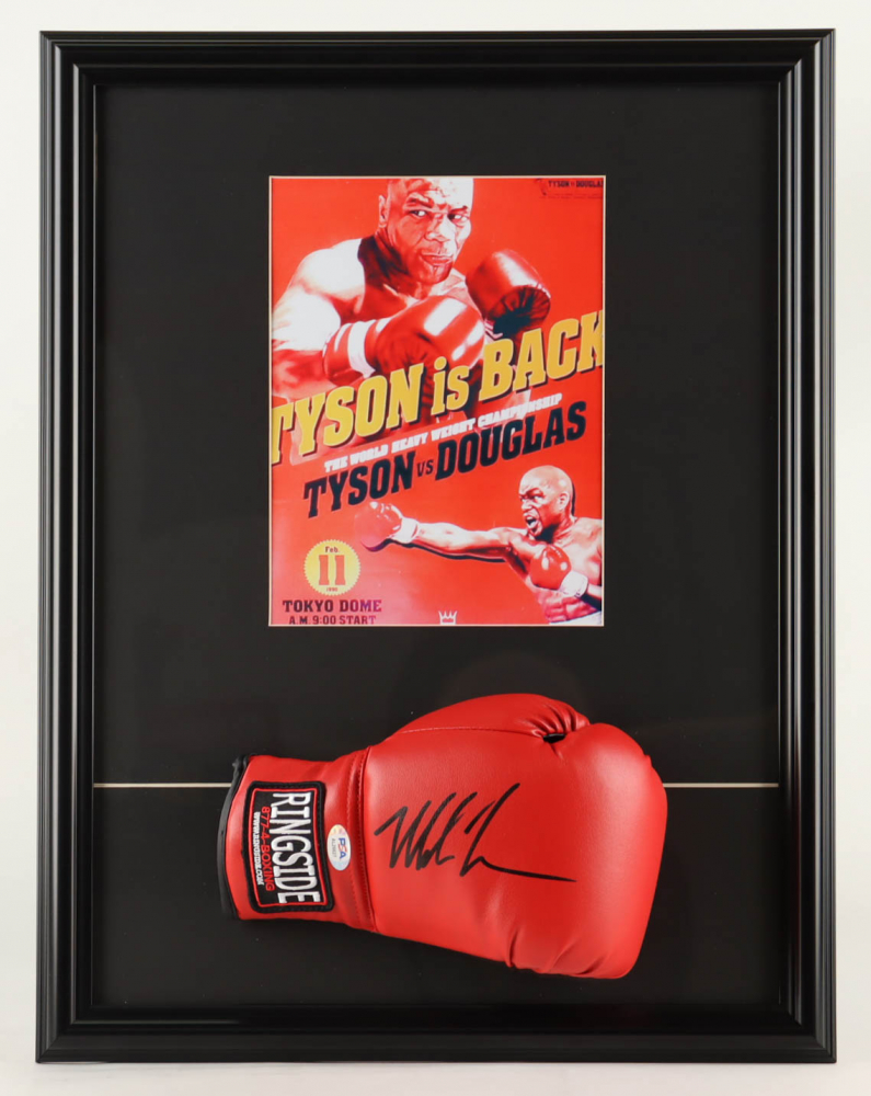 Mike Tyson Signed Custom Framed Boxing Glove Display with Print (PSA ...