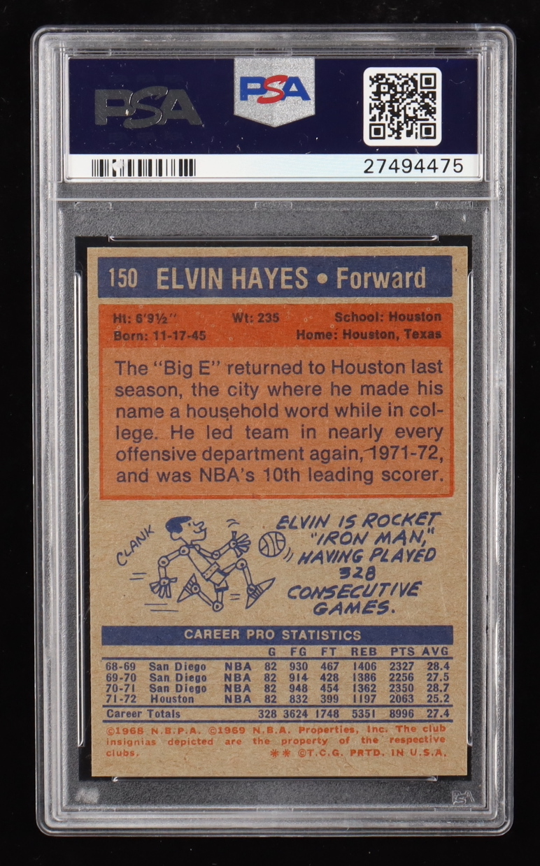 Elvin Hayes 1972-73 Topps #150 (PSA 9) (OC) at PristineAuction.com Elvin Hayes 1972-73 Topps #150 (PSA 9) (OC) at PristineAuction.com