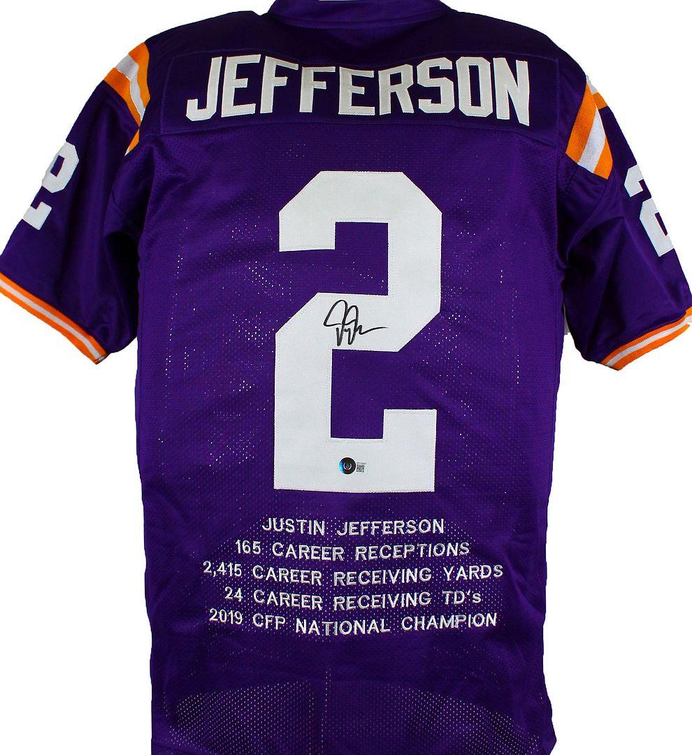 Justin Jefferson Signed Career Highlight Stat Jersey (Beckett) at PristineAuction.com Justin Jefferson Signed Career Highlight Stat Jersey (Beckett) at PristineAuction.com