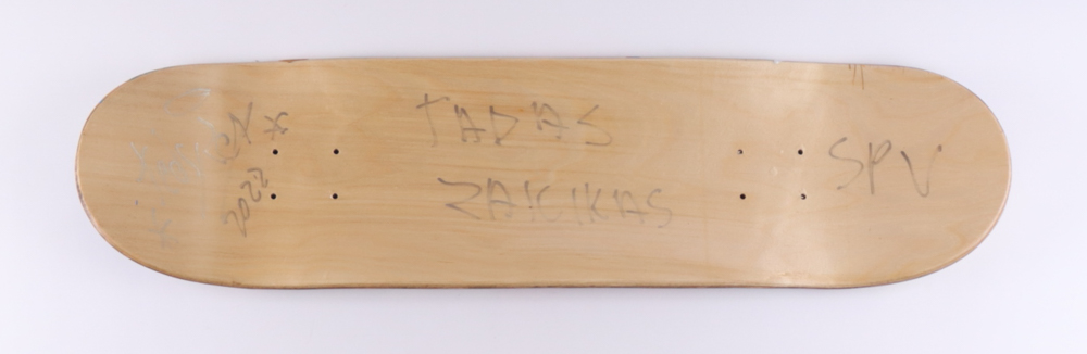Tadas Zaicikas Signed "Street Love SP V" Custom Painted Skateboard Inscribed "SPV" & "2022" (Zaicikas) at PristineAuction.com Tadas Zaicikas Signed "Street Love SP V" Custom Painted Skateboard Inscribed "SPV" & "2022" (Zaicikas) at PristineAuction.com