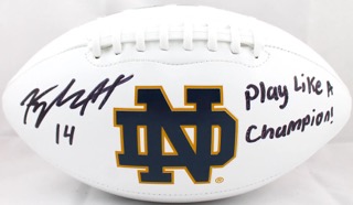 Kyle Hamilton Signed Notre Dame Fighting Irish Logo Football Inscribed "Play Like A Champion!" (Beckett) at PristineAuction.com Kyle Hamilton Signed Notre Dame Fighting Irish Logo Football Inscribed "Play Like A Champion!" (Beckett) at PristineAuction.com