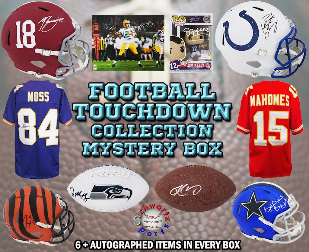 Schwartz Sports Football TOUCHDOWN Mystery Box - Series 12 (Limited to 150) (6+ Signed Items In Every Box!!) at PristineAuction.com Schwartz Sports Football TOUCHDOWN Mystery Box - Series 12 (Limited to 150) (6+ Signed Items In Every Box!!) at PristineAuction.com