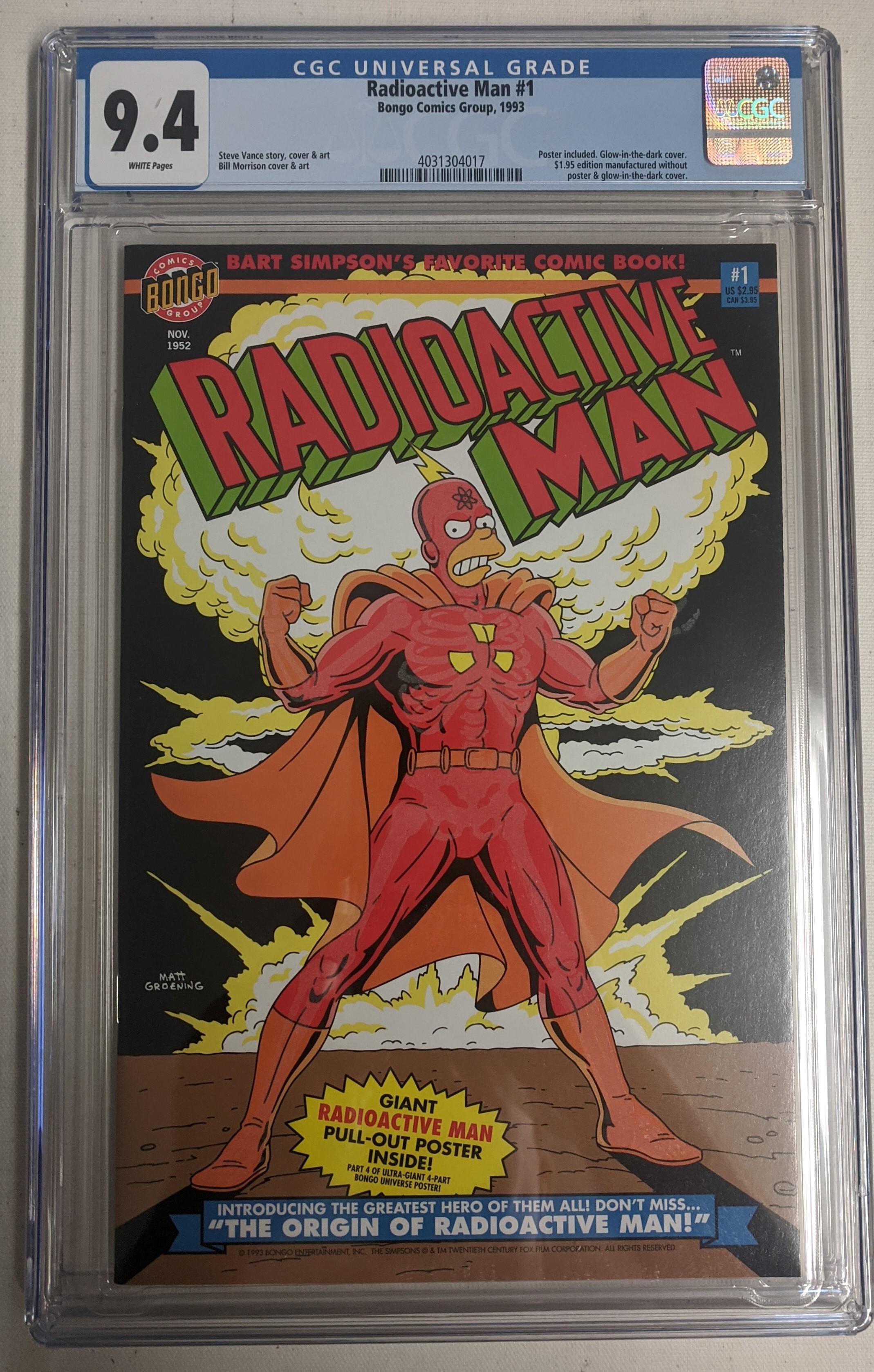 1993 "Radioactive Man" Issue #1 Bongo Comics Comic Book (CGC 9.4) at PristineAuction.com 1993 "Radioactive Man" Issue #1 Bongo Comics Comic Book (CGC 9.4) at PristineAuction.com