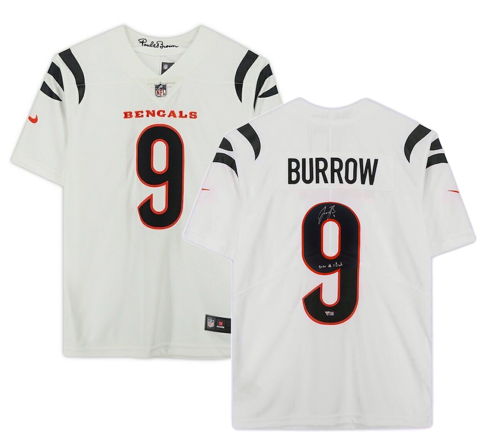 Joe Burrow Signed Bengals Jersey Inscribed "2020 #1 Pick" (Fanatics) at PristineAuction.com Joe Burrow Signed Bengals Jersey Inscribed "2020 #1 Pick" (Fanatics) at PristineAuction.com