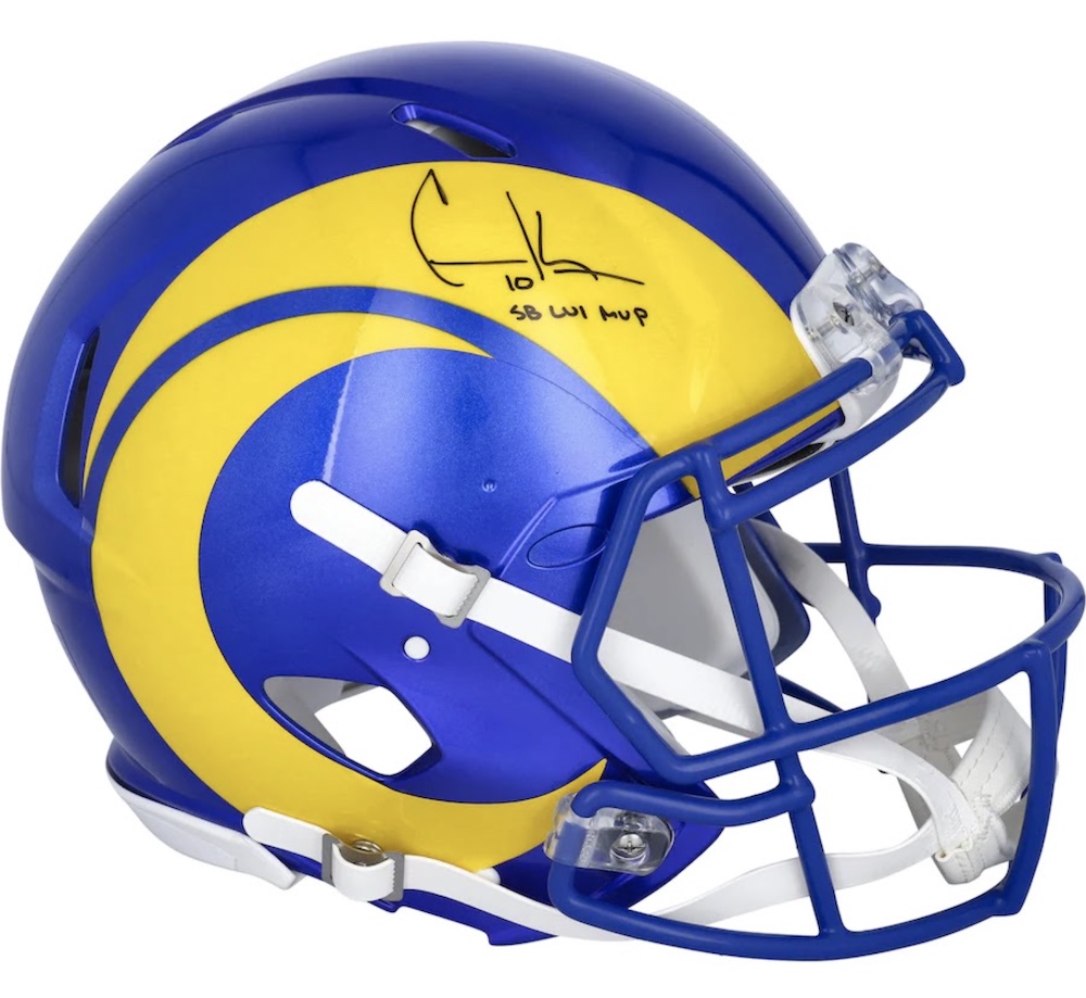 Cooper Kupp Signed Rams Full-Size Authentic On-Field Super Bowl LVI Champions Logo Speed Helmet Inscribed "SB LVI MVP" (Fanatics) at PristineAuction.com Cooper Kupp Signed Rams Full-Size Authentic On-Field Super Bowl LVI Champions Logo Speed Helmet Inscribed "SB LVI MVP" (Fanatics) at PristineAuction.com