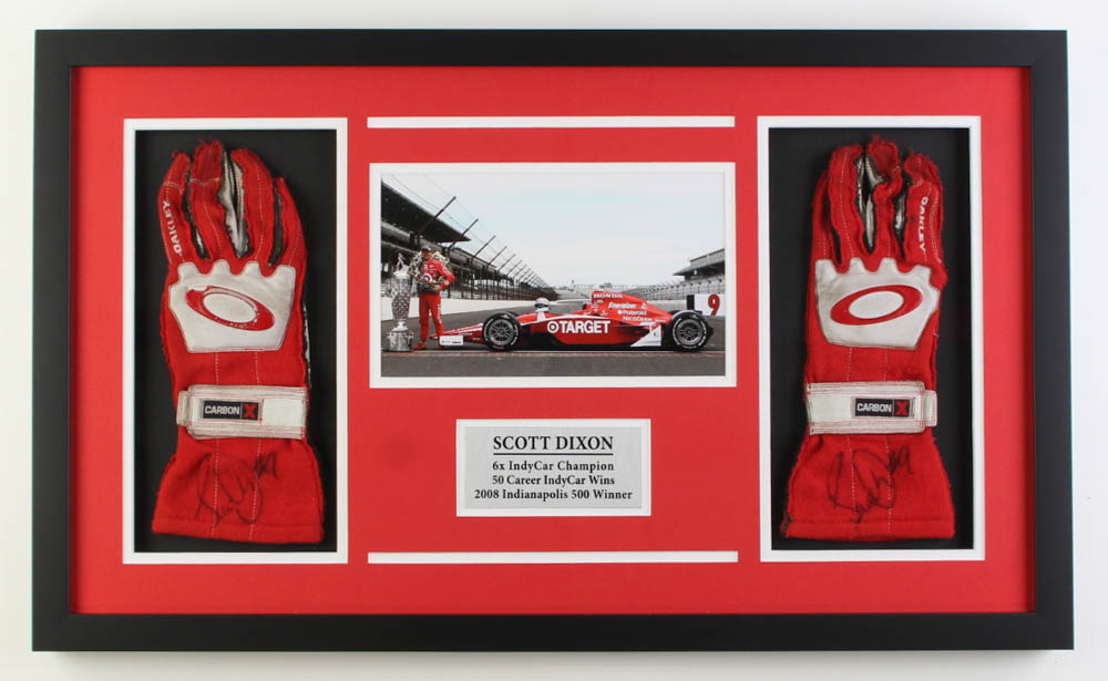 Scott Dixon Signed IndyCar Custom Framed Racing Gloves Display (JSA) at PristineAuction.com Scott Dixon Signed IndyCar Custom Framed Racing Gloves Display (JSA) at PristineAuction.com