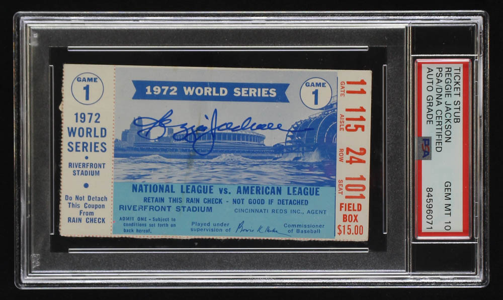 Reggie Jackson Signed 1972 World Series Game 1 Ticket Stub (PSA) at PristineAuction.com Reggie Jackson Signed 1972 World Series Game 1 Ticket Stub (PSA) at PristineAuction.com