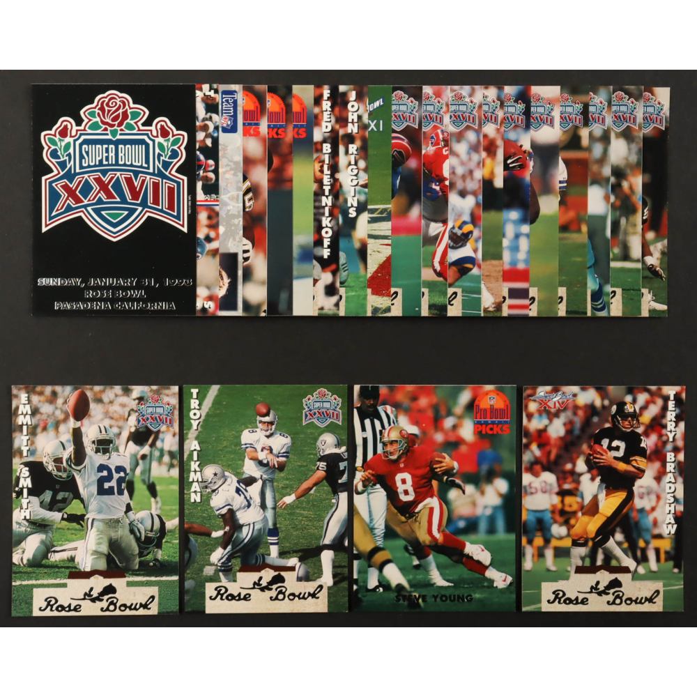 1993 Heads And Tails SB XXVII Complete Set of (25) Cards with Emitt Smith SB19, Troy Aikman 
