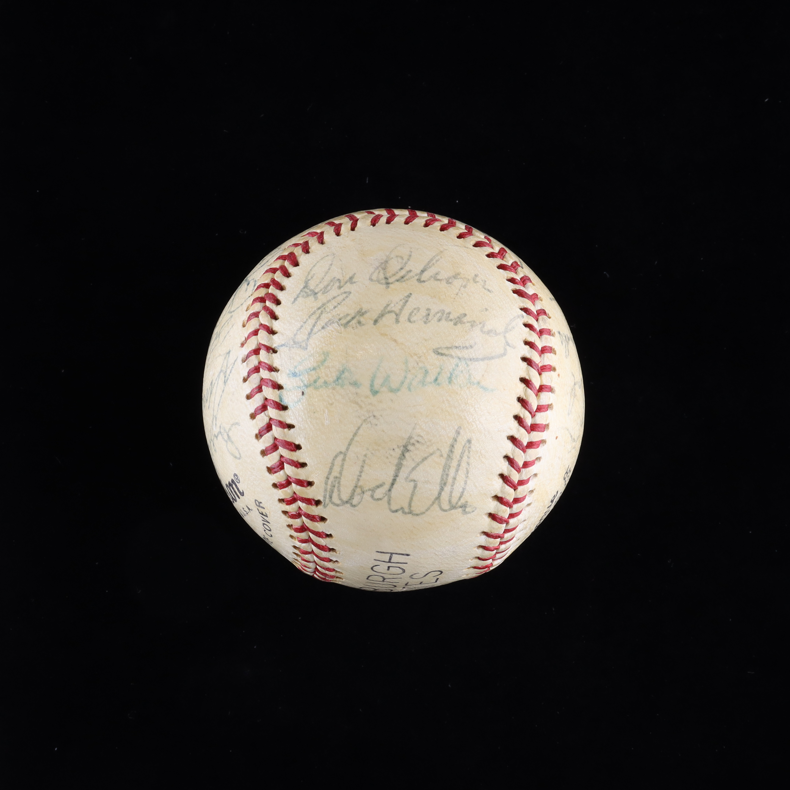 Pittsburgh Pirates Baseball Signed by (22) with Roberto Clemente, Bob Johnson, Charlie Sands, Bob Miller (PSA) at PristineAuction.com Pittsburgh Pirates Baseball Signed by (22) with Roberto Clemente, Bob Johnson, Charlie Sands, Bob Miller (PSA) at PristineAuction.com