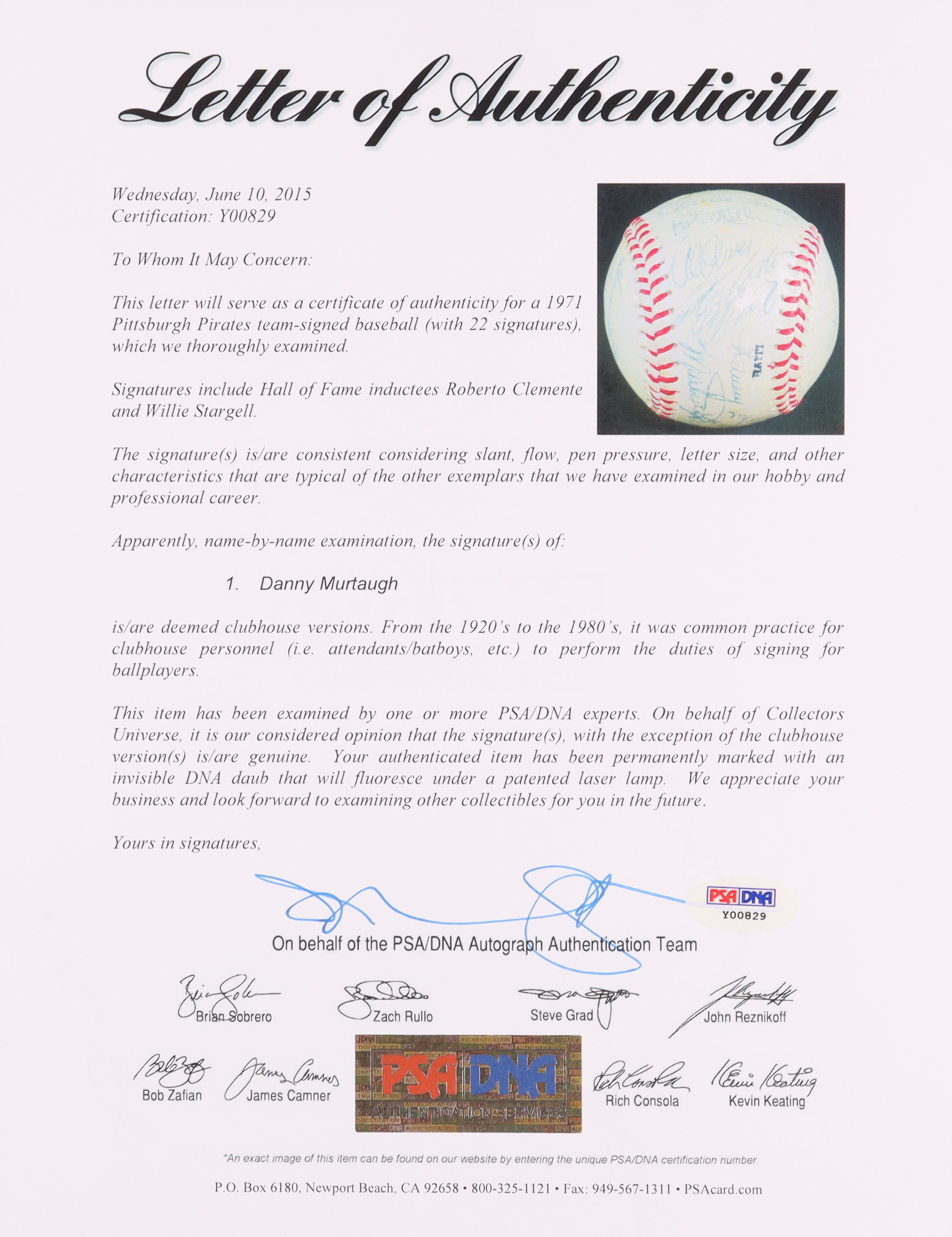 Pittsburgh Pirates Baseball Signed by (22) with Roberto Clemente, Bob Johnson, Charlie Sands, Bob Miller (PSA) at PristineAuction.com Pittsburgh Pirates Baseball Signed by (22) with Roberto Clemente, Bob Johnson, Charlie Sands, Bob Miller (PSA) at PristineAuction.com