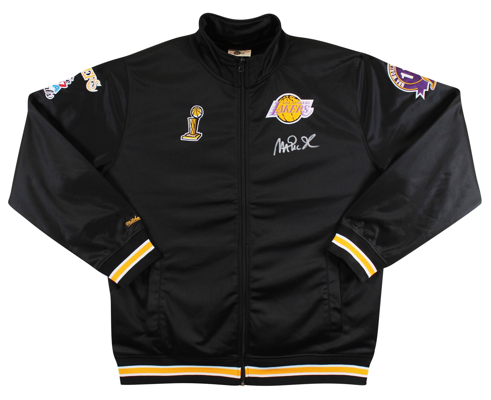 Magic Johnson Signed Mitchell & Ness Lakers Warm-Up Jacket (Beckett) at PristineAuction.com Magic Johnson Signed Mitchell & Ness Lakers Warm-Up Jacket (Beckett) at PristineAuction.com