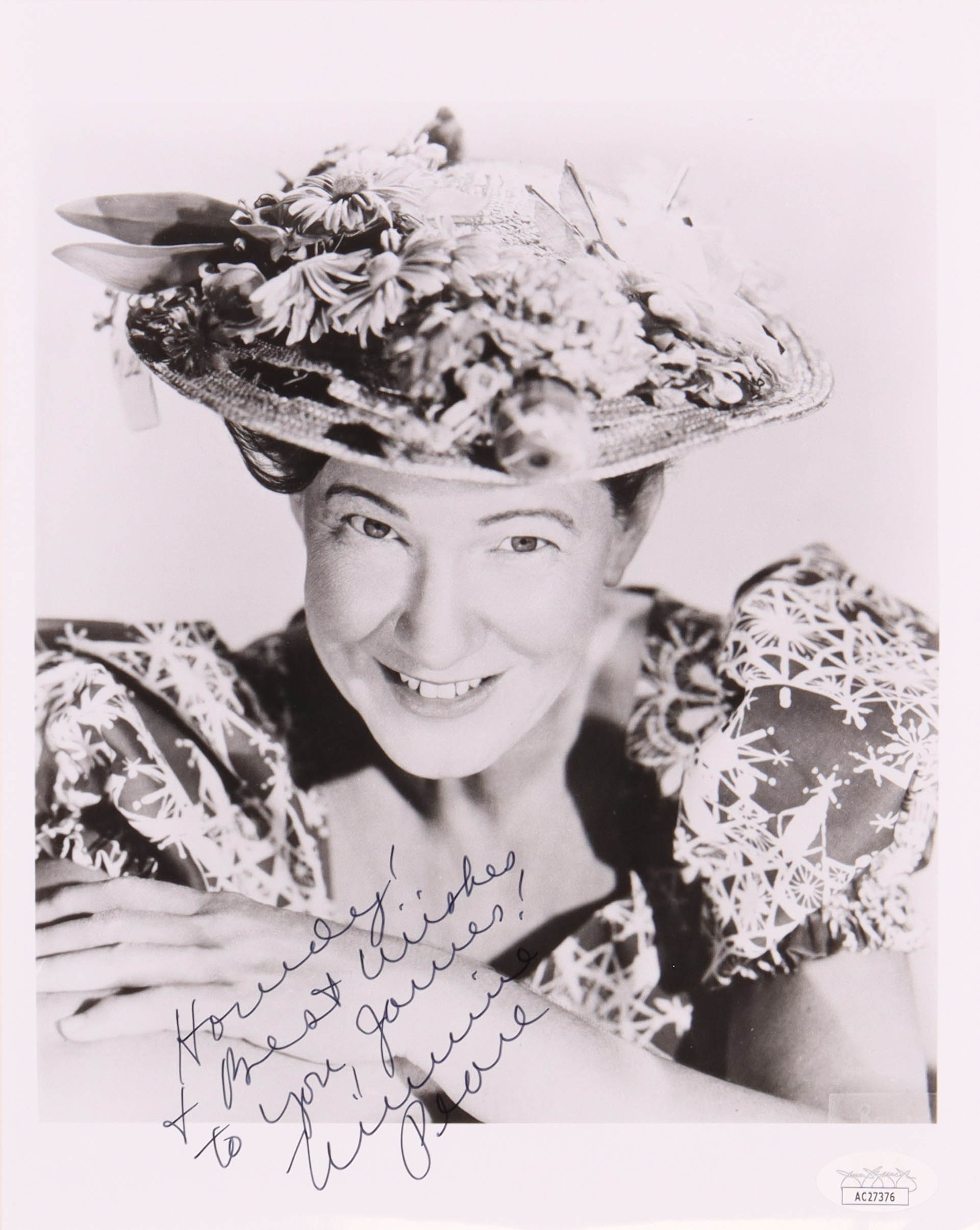 Minnie Pearl Signed 8x10 Photo Inscribed "Howdy!" & "Best Wishes" (JSA) at PristineAuction.com Minnie Pearl Signed 8x10 Photo Inscribed "Howdy!" & "Best Wishes" (JSA) at PristineAuction.com