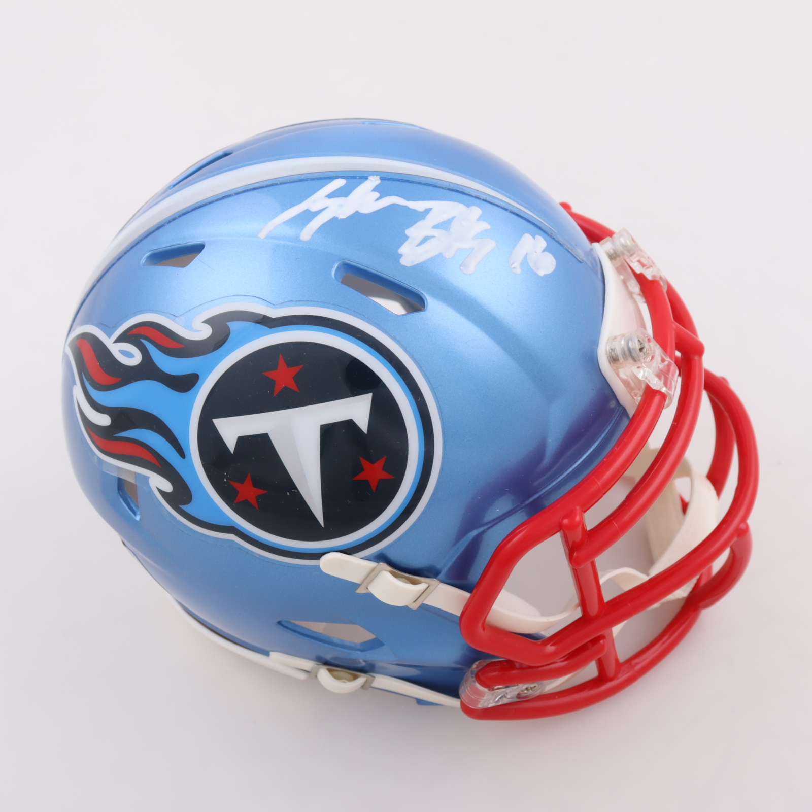 Treylon Burks Signed Titans Flash Alternate Speed Mini Helmet (Beckett) at PristineAuction.com Treylon Burks Signed Titans Flash Alternate Speed Mini Helmet (Beckett) at PristineAuction.com