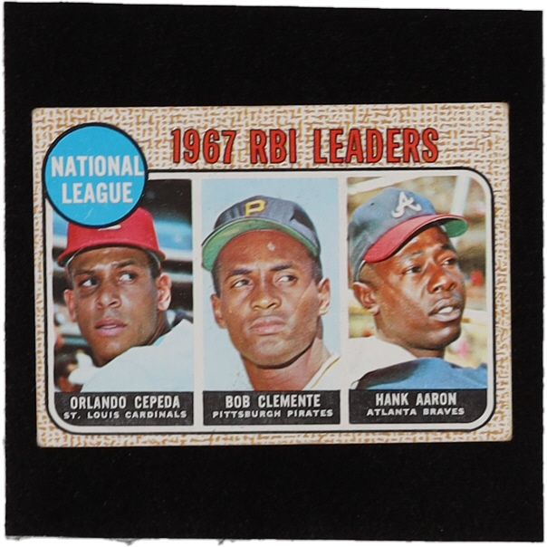 Orlando Cepeda / Roberto Clemente / Hank Aaron 1968 Topps #3 NL RBI Leaders at PristineAuction.com Orlando Cepeda / Roberto Clemente / Hank Aaron 1968 Topps #3 NL RBI Leaders at PristineAuction.com
