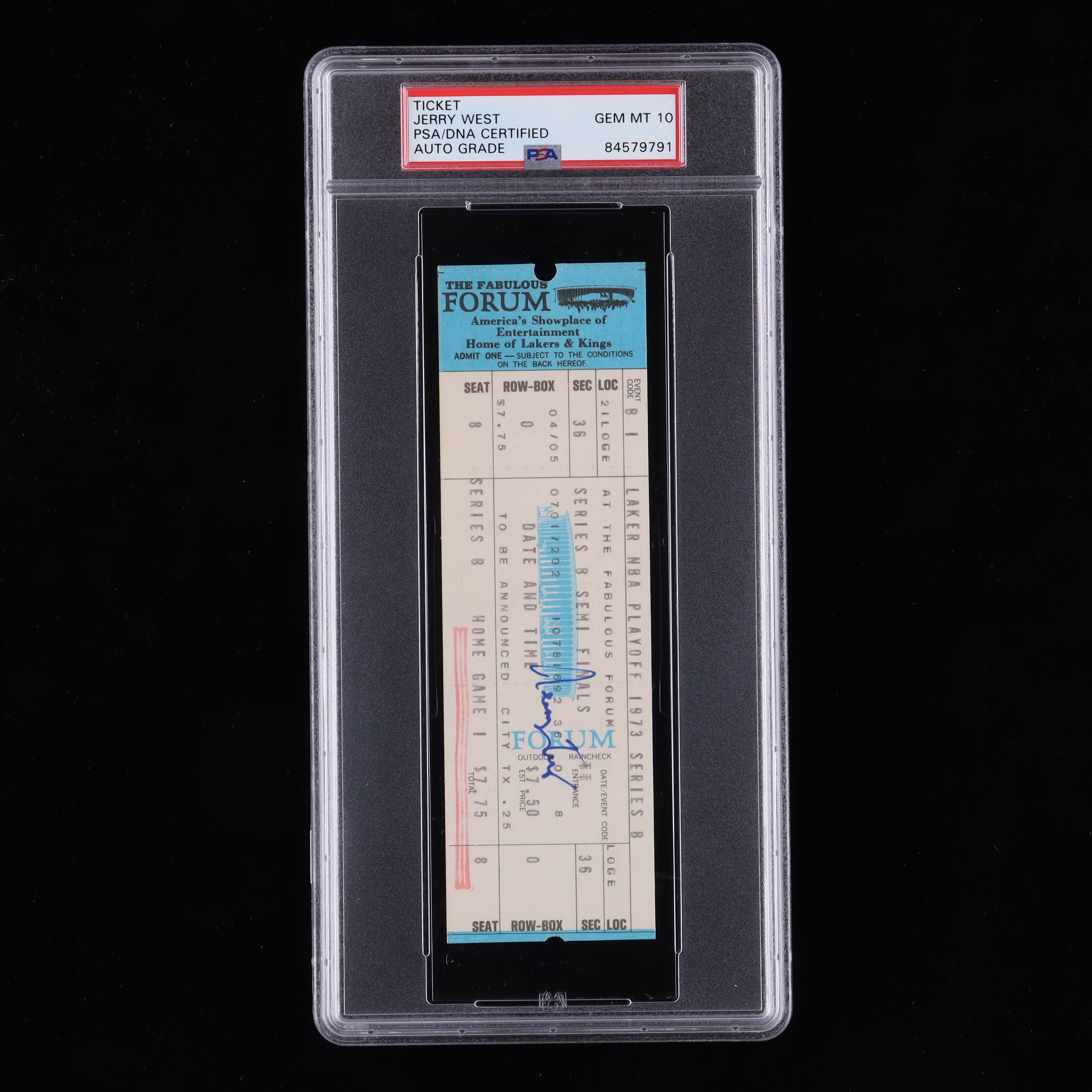 Jerry West Signed 1973 NBA Playoffs Game 1 Ticket (PSA) at PristineAuction.com Jerry West Signed 1973 NBA Playoffs Game 1 Ticket (PSA) at PristineAuction.com