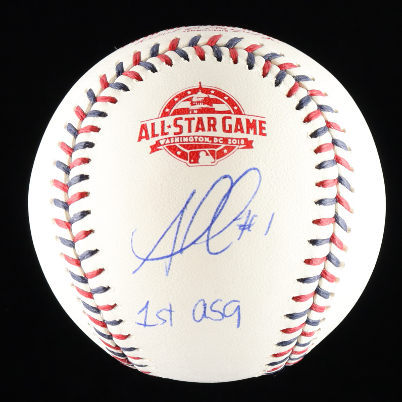 Ozzie Albies Signed 2018 All-Star Game Baseball Inscribed "1st ASG" (JSA & USA SM) at PristineAuction.com Ozzie Albies Signed 2018 All-Star Game Baseball Inscribed "1st ASG" (JSA & USA SM) at PristineAuction.com