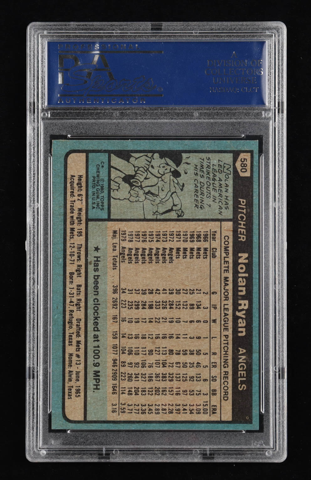 Nolan Ryan 1980 Topps #580 (PSA 8) at PristineAuction.com Nolan Ryan 1980 Topps #580 (PSA 8) at PristineAuction.com