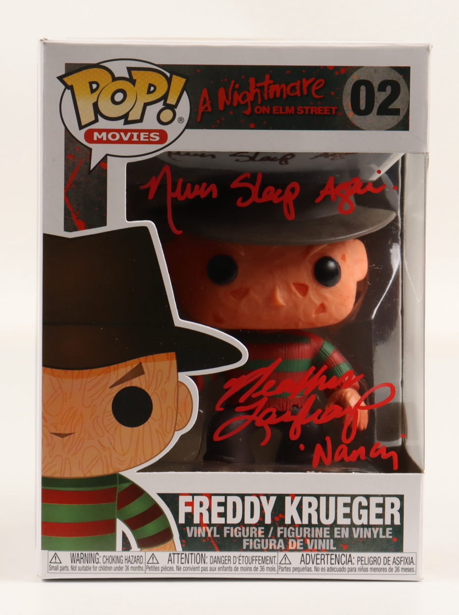 Heather Langenkamp Signed "A Nightmare On Elm Street" #22 Freddy Krueger Funko Pop! Vinyl Figure Inscribed "Never Sleep Again!" & "Nancy" (JSA) at PristineAuction.com Heather Langenkamp Signed "A Nightmare On Elm Street" #22 Freddy Krueger Funko Pop! Vinyl Figure Inscribed "Never Sleep Again!" & "Nancy" (JSA) at PristineAuction.com