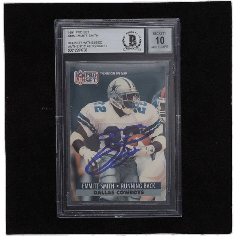 Emmitt Smith Signed 1991 Pro Set #485 (BGS) at PristineAuction.com Emmitt Smith Signed 1991 Pro Set #485 (BGS) at PristineAuction.com