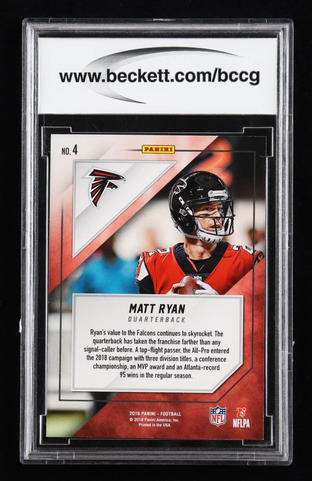 Matt Ryan 2018 Panini MJH Exclusive #4 (BCCG 10) at PristineAuction.com Matt Ryan 2018 Panini MJH Exclusive #4 (BCCG 10) at PristineAuction.com