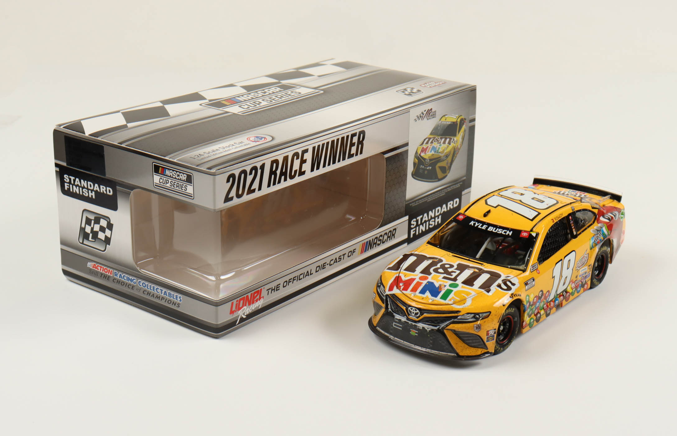 Kyle Busch 2021 NASCAR #18 M&M's Minis Pocono Win - 2021 Camry - 1:24 Premium Action Diecast Car at PristineAuction.com Kyle Busch 2021 NASCAR #18 M&M's Minis Pocono Win - 2021 Camry - 1:24 Premium Action Diecast Car at PristineAuction.com
