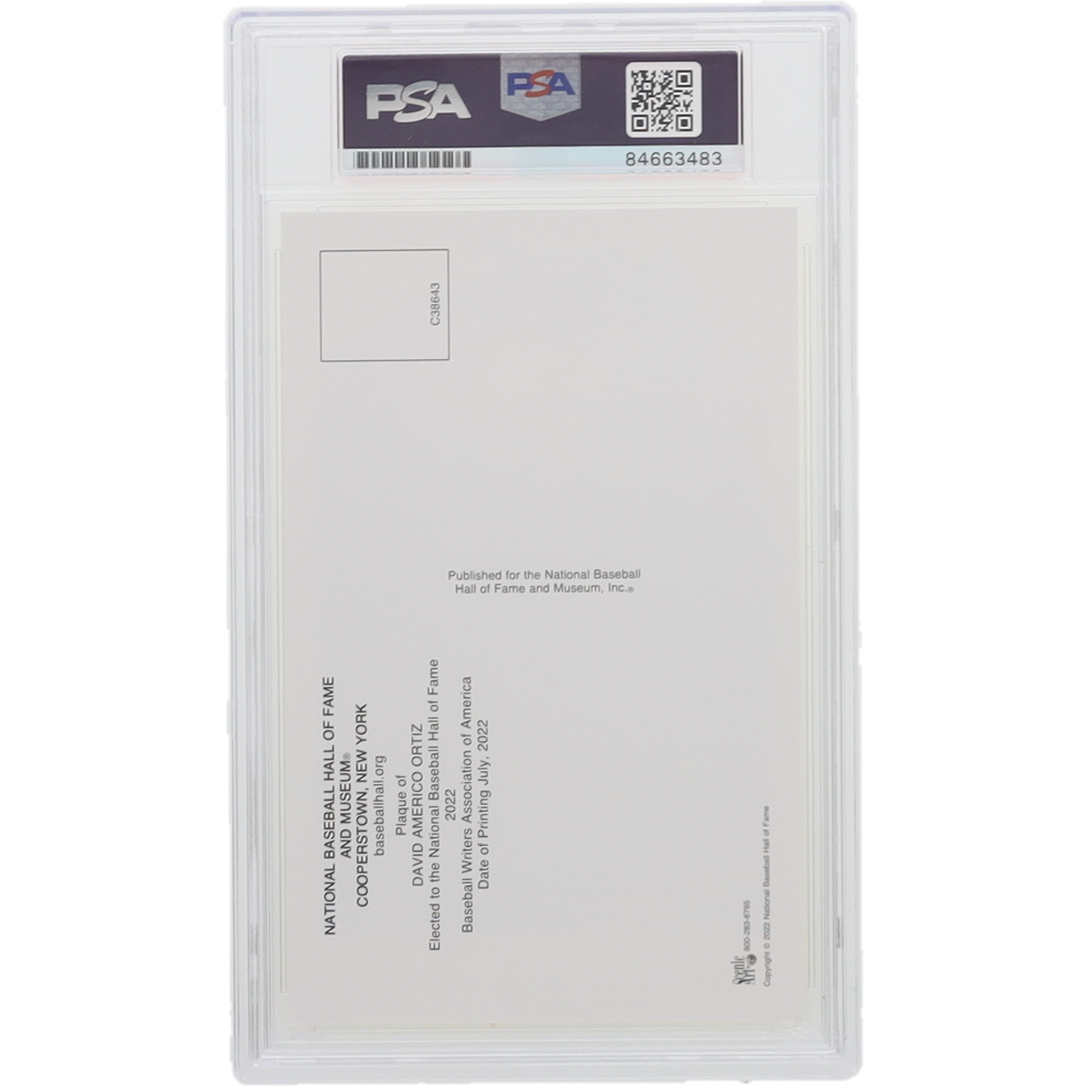 David Ortiz Signed Hall of Fame Plaque Postcard Inscribed "HOF 22" (PSA) at PristineAuction.com David Ortiz Signed Hall of Fame Plaque Postcard Inscribed "HOF 22" (PSA) at PristineAuction.com