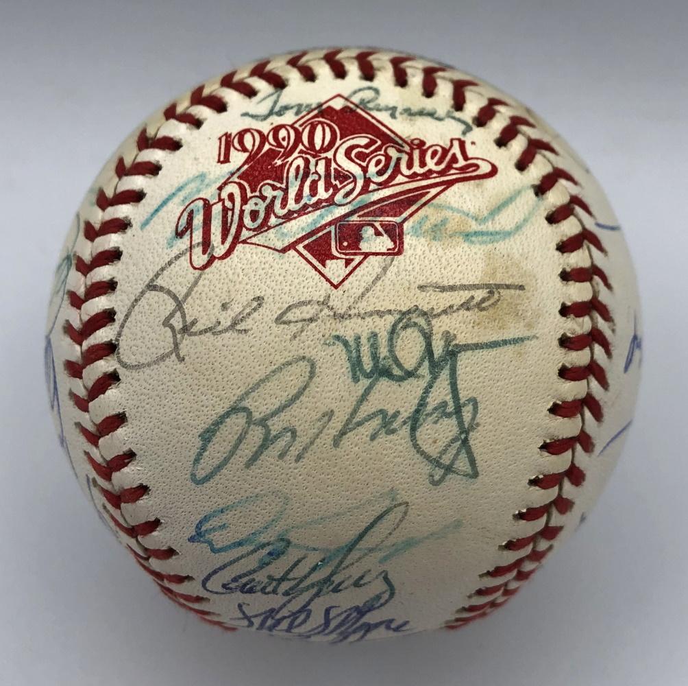 1990 Athletics World Series Logo Baseball Team-Signed by (33) with Tony La Russa, Mark McGwire, Jose Canseco, Rickey Henderson (Beckett) at PristineAuction.com 1990 Athletics World Series Logo Baseball Team-Signed by (33) with Tony La Russa, Mark McGwire, Jose Canseco, Rickey Henderson (Beckett) at PristineAuction.com
