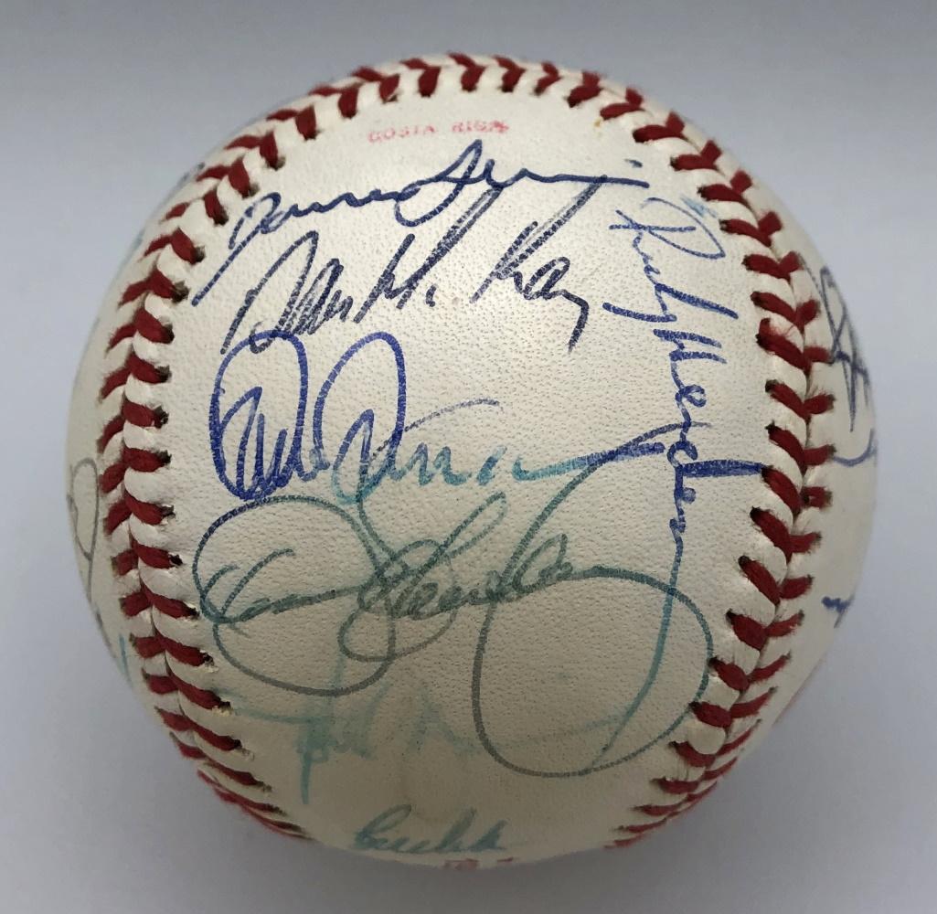 1990 Athletics World Series Logo Baseball Team-Signed by (33) with Tony La Russa, Mark McGwire, Jose Canseco, Rickey Henderson (Beckett) at PristineAuction.com 1990 Athletics World Series Logo Baseball Team-Signed by (33) with Tony La Russa, Mark McGwire, Jose Canseco, Rickey Henderson (Beckett) at PristineAuction.com