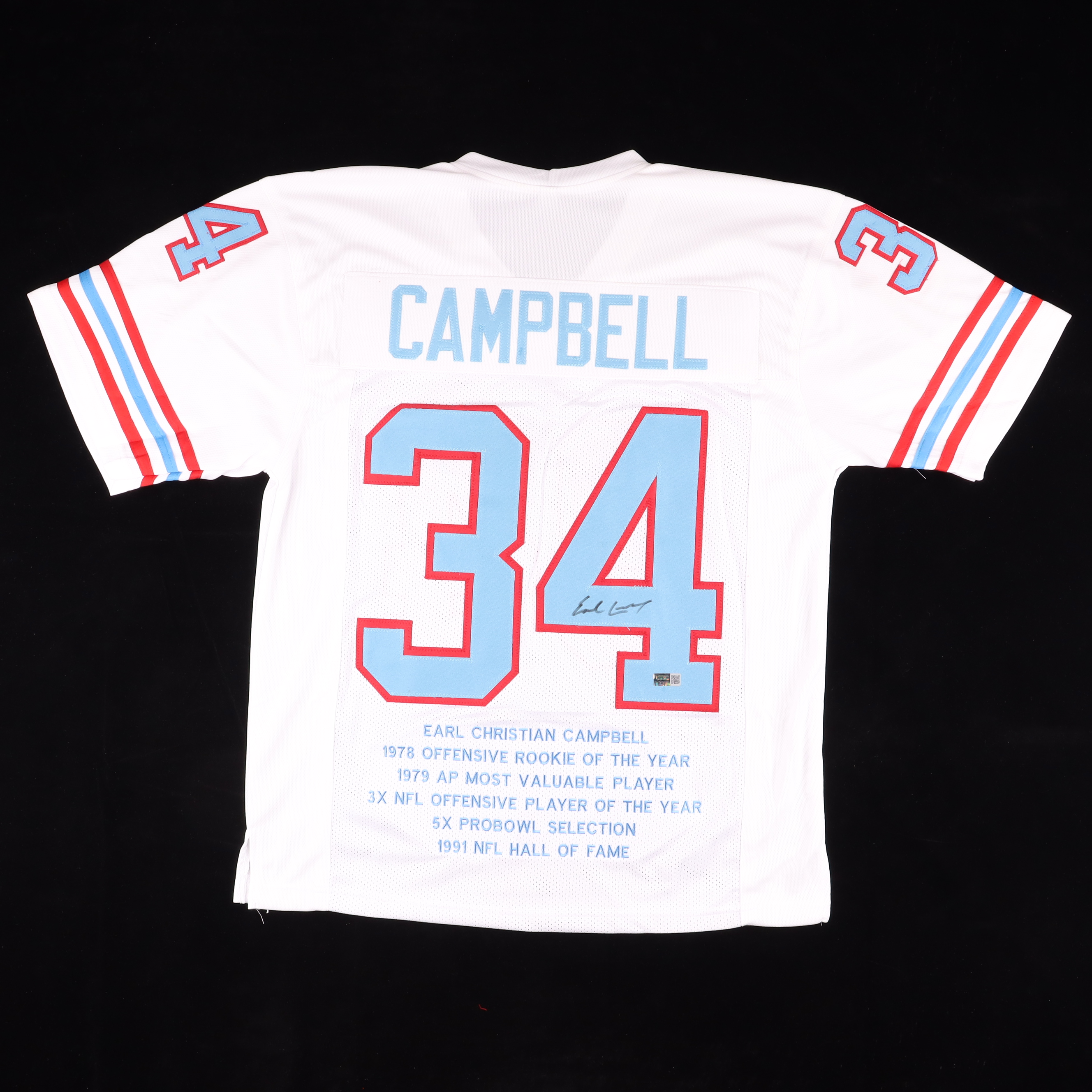 Earl Campbell Signed Career Highlight Stat Jersey (Timeless Authentic) at PristineAuction.com Earl Campbell Signed Career Highlight Stat Jersey (Timeless Authentic) at PristineAuction.com