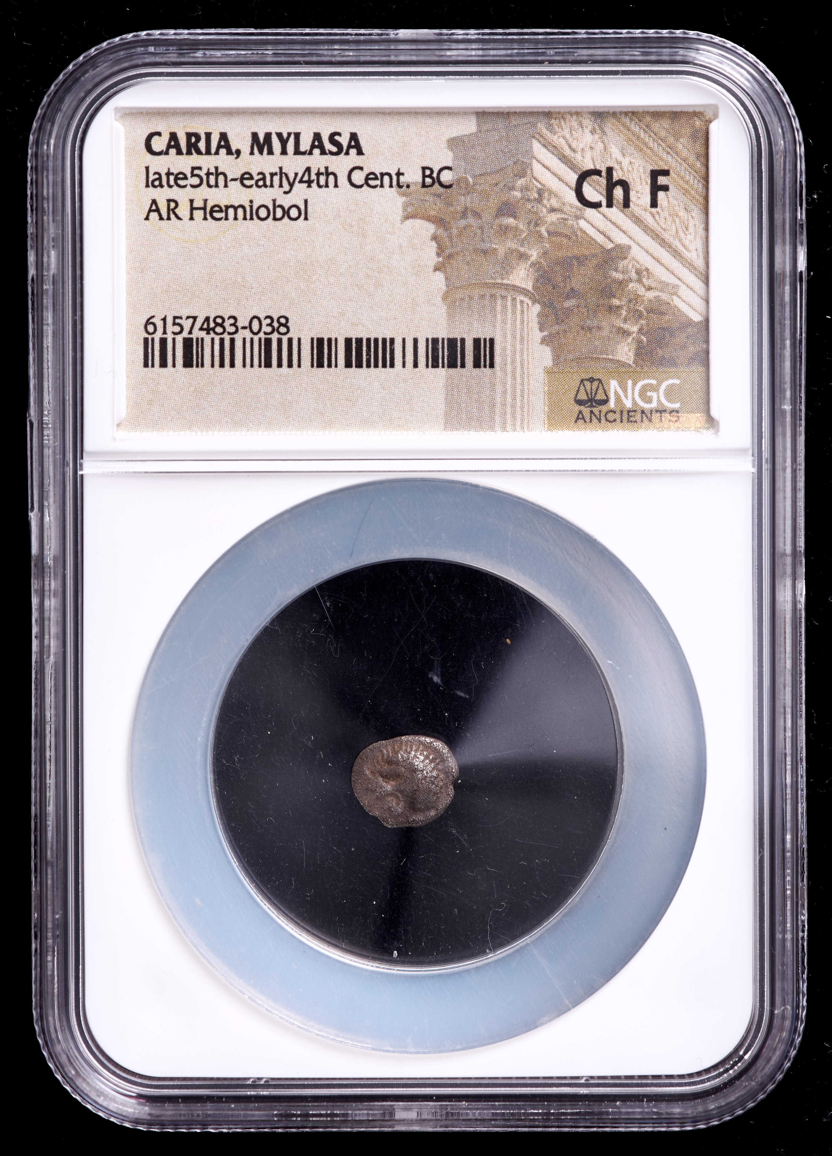 Late 5th Early 4th Century B.C. Caria, Mylasa AR Hemiobol Ancient Silver Coin (NGC Ch F) at PristineAuction.com Late 5th Early 4th Century B.C. Caria, Mylasa AR Hemiobol Ancient Silver Coin (NGC Ch F) at PristineAuction.com