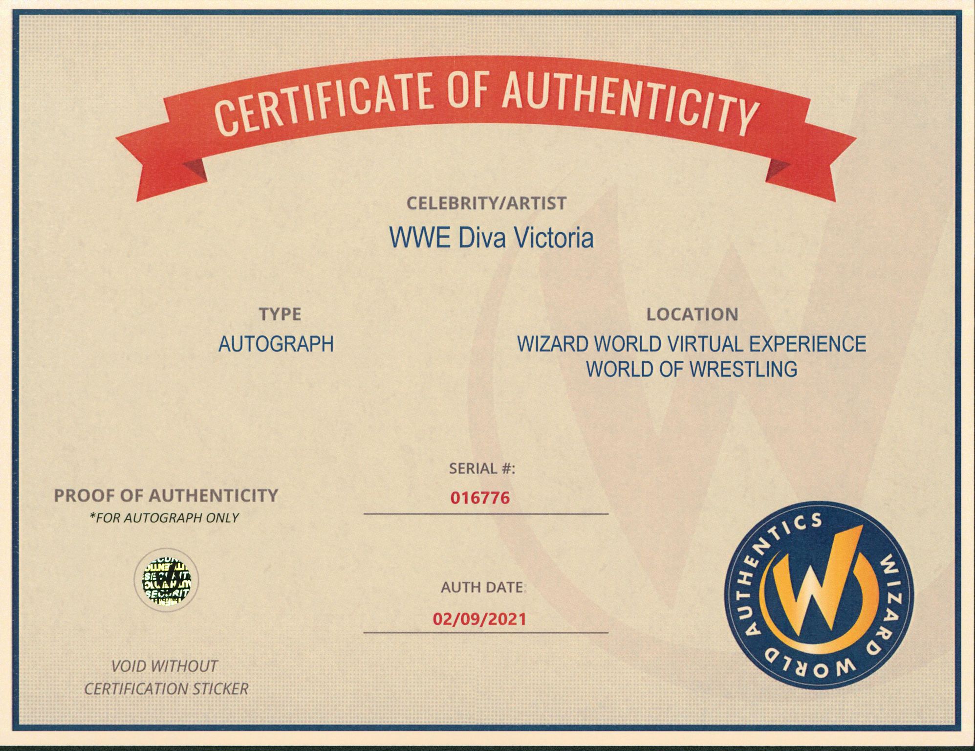 Victoria Signed WWE 8x10 Photo (Wizard World) at PristineAuction.com Victoria Signed WWE 8x10 Photo (Wizard World) at PristineAuction.com