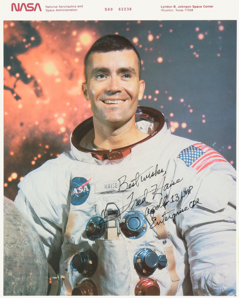 Fred Haise Jr. Signed 8x10 Photo Inscribed "Apollo 13 LMP" & "Enterprise CDR" (Beckett) at PristineAuction.com Fred Haise Jr. Signed 8x10 Photo Inscribed "Apollo 13 LMP" & "Enterprise CDR" (Beckett) at PristineAuction.com