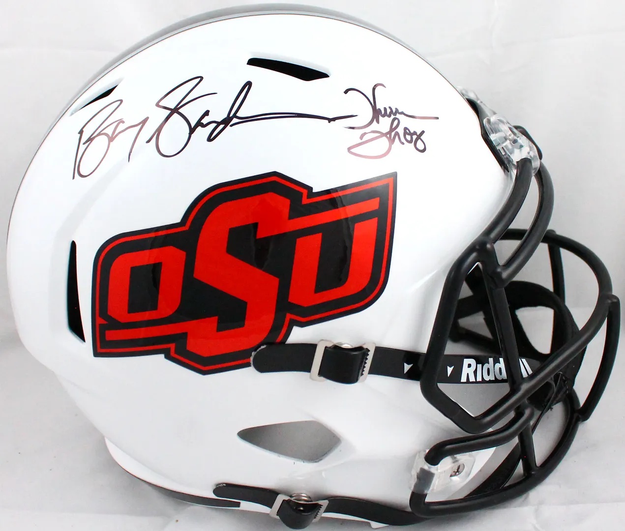 Thurman Thomas & Barry Sanders Signed Oklahoma State Cowboys Full-Size Lunar Eclipse Alternate Speed Helmet (Beckett & Schwartz) at PristineAuction.com Thurman Thomas & Barry Sanders Signed Oklahoma State Cowboys Full-Size Lunar Eclipse Alternate Speed Helmet (Beckett & Schwartz) at PristineAuction.com