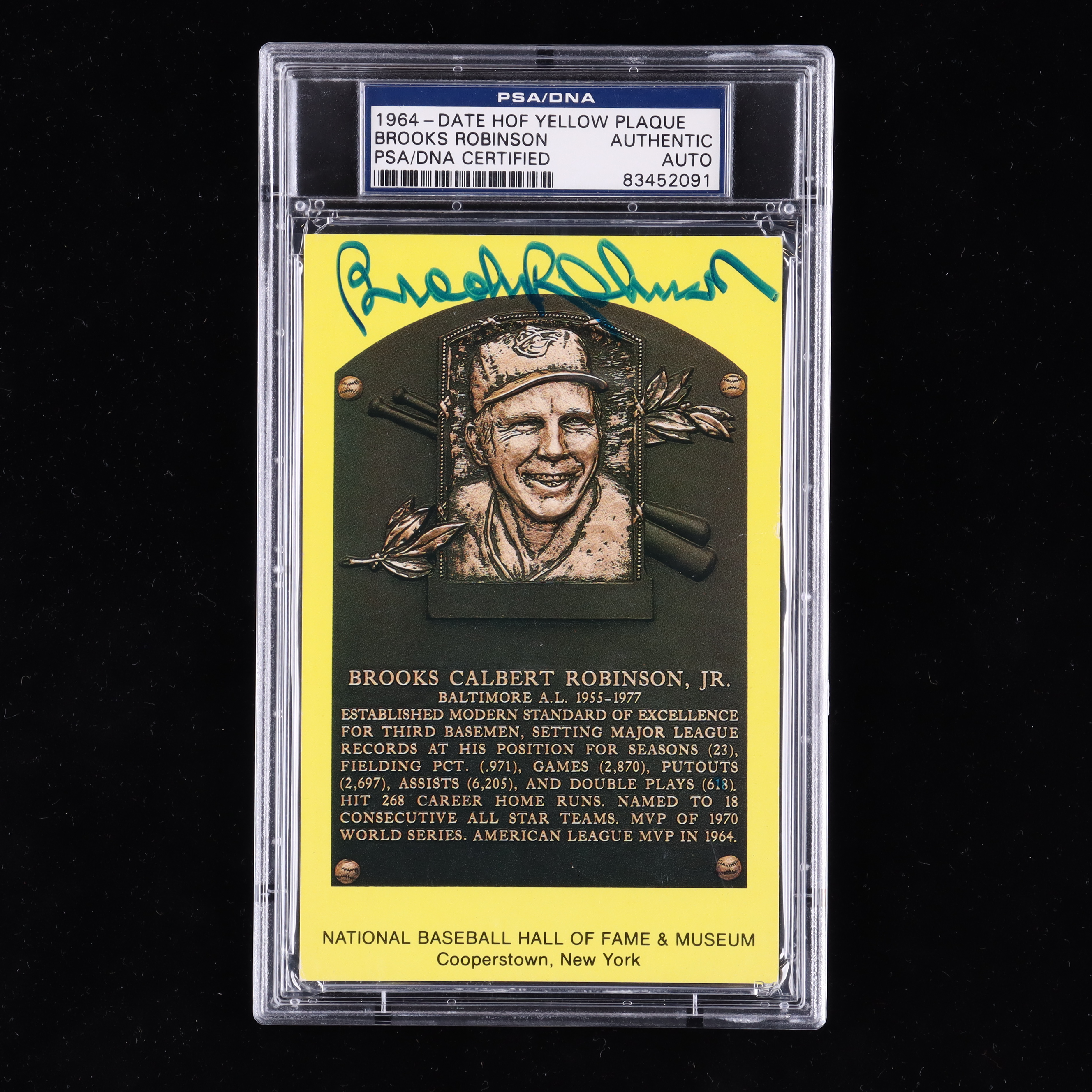 Brooks Robinson Signed Hall of Fame Plaque Postcard (PSA) at PristineAuction.com Brooks Robinson Signed Hall of Fame Plaque Postcard (PSA) at PristineAuction.com